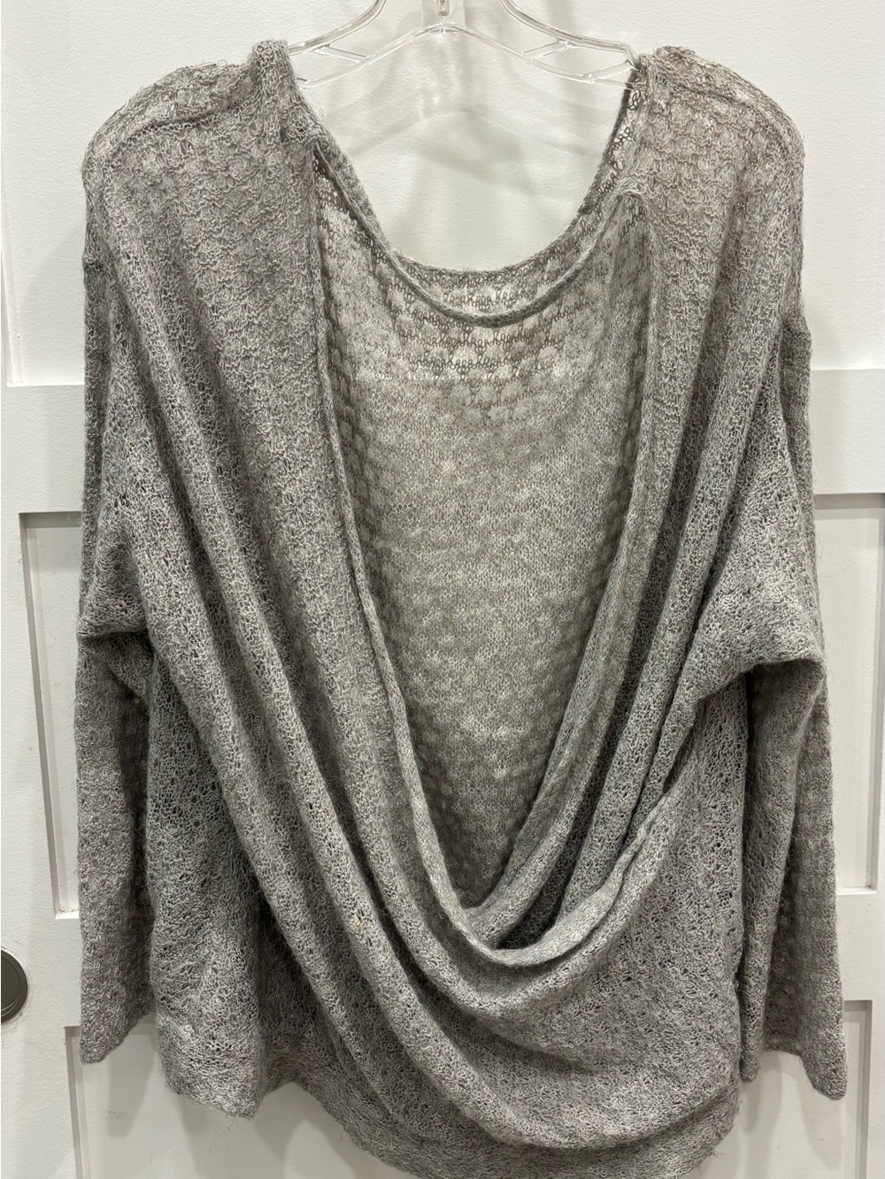 Free People Heather Gray Draped Open-Front Cardigan